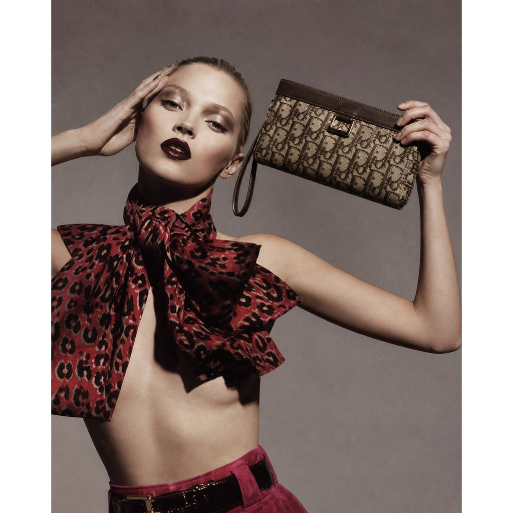 Christian Dior Vintage Trotter Monogram Canvas Clutch Bag Brown Beige