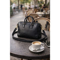 Tory Burch Meyer Plaque Pebbled Leather Tote Black Shoulder