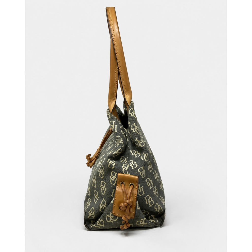 Vintage Dooney & Bourke Signature Jacquard Satchel Black Tan USA