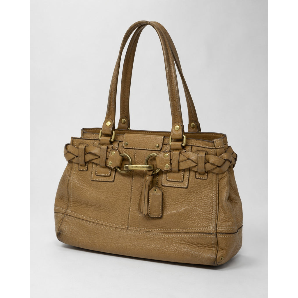 Coach Hampton 10528 Light Brown Leather Carryall Shoulder Bag