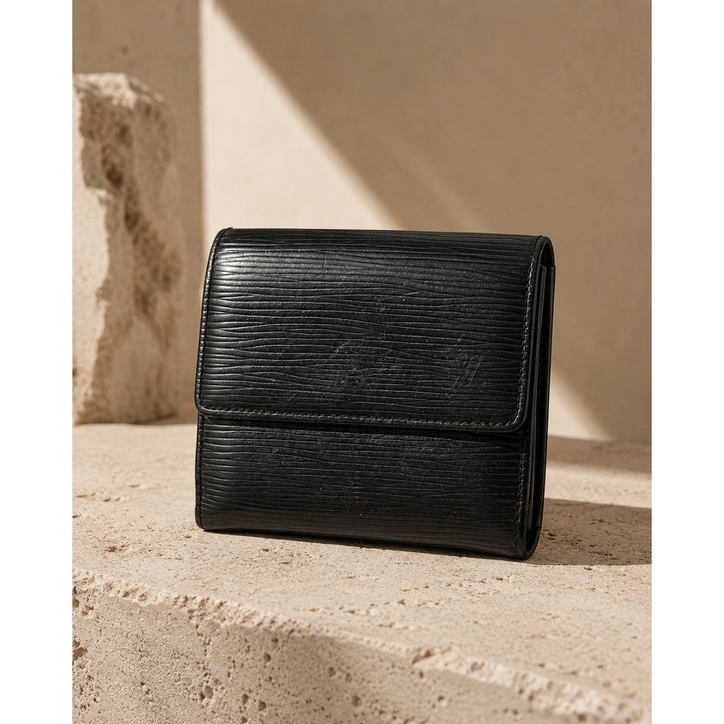 Louis Vuitton Elise Wallet Black Epi Leather Silver Hardware