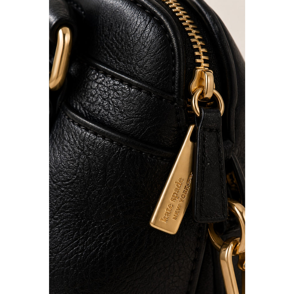 Kate Spade Darcy Small Satchel Black Leather Crossbody Gold Bag