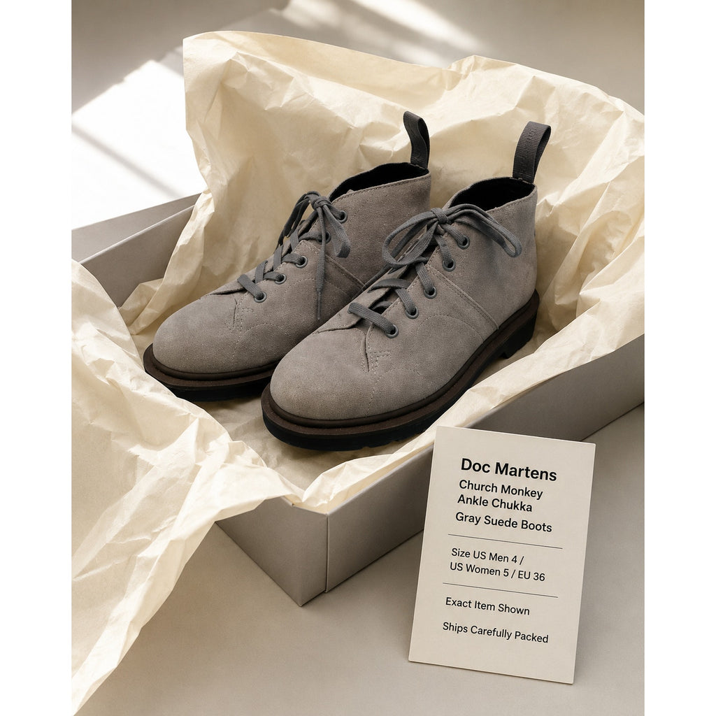 Dr. Martens Church Monkey Gray Suede Chukka Boots M4 W5 EU36