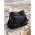 Coach Lexy Black Pebbled Leather Chain Shoulder Bag Gold Hardware Purse