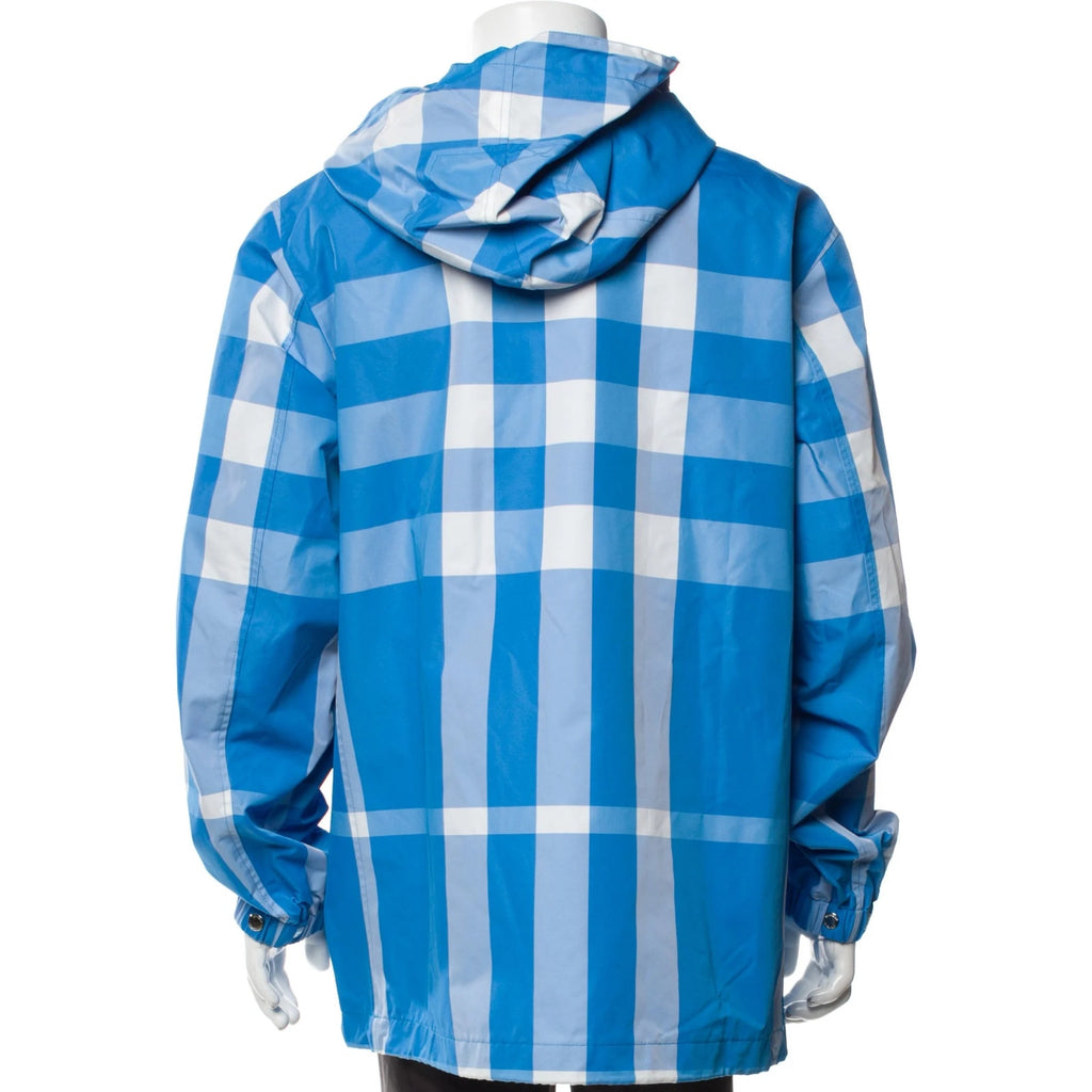 Burberry Coat Blue Nova Check Hooded Jacket XL NWT