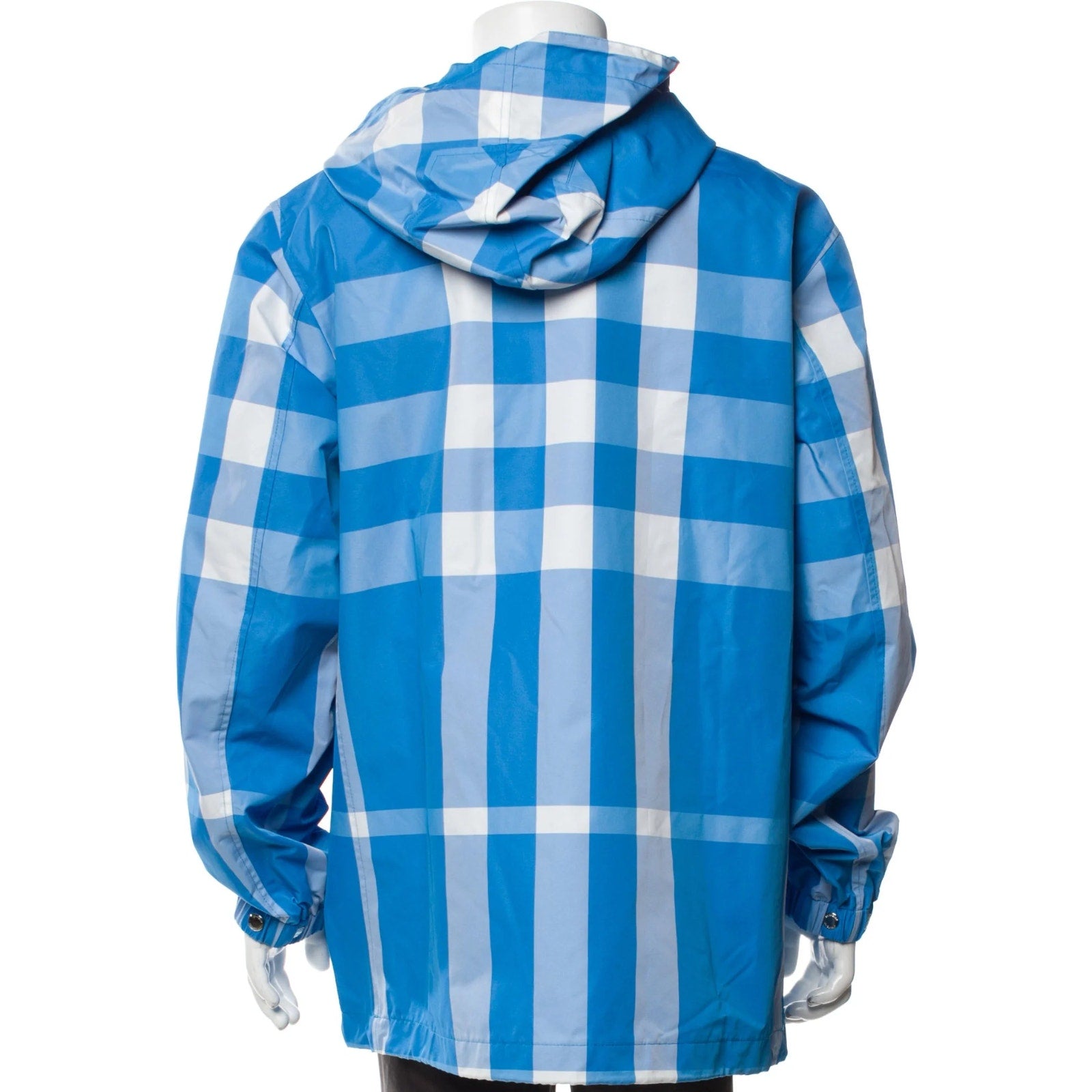 Burberry Coat Blue Nova Check Hooded Jacket XL NWT