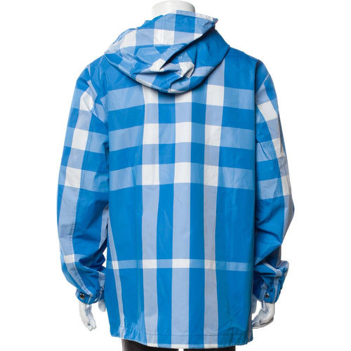 Burberry Coat Blue Nova Check Hooded Jacket XL NWT