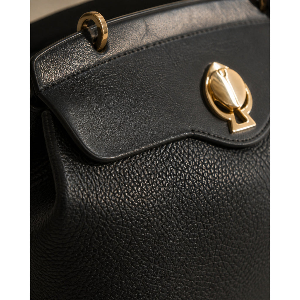 Kate Spade Romy Medium Backpack Black Pebbled Leather Gold