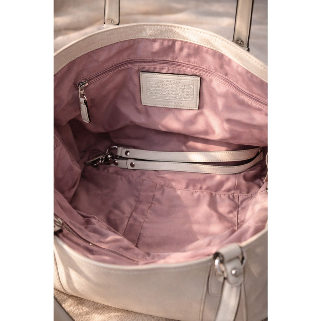 Coach Kristin Leather Satchel Ivory Cream Turnlock Shoulder Bag F13042