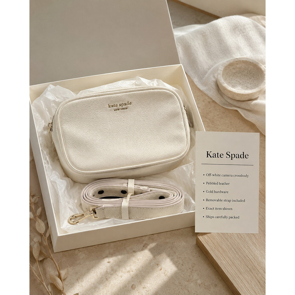 Kate Spade Emma Camera Bag Parchment Pebbled Leather Crossbody KK072