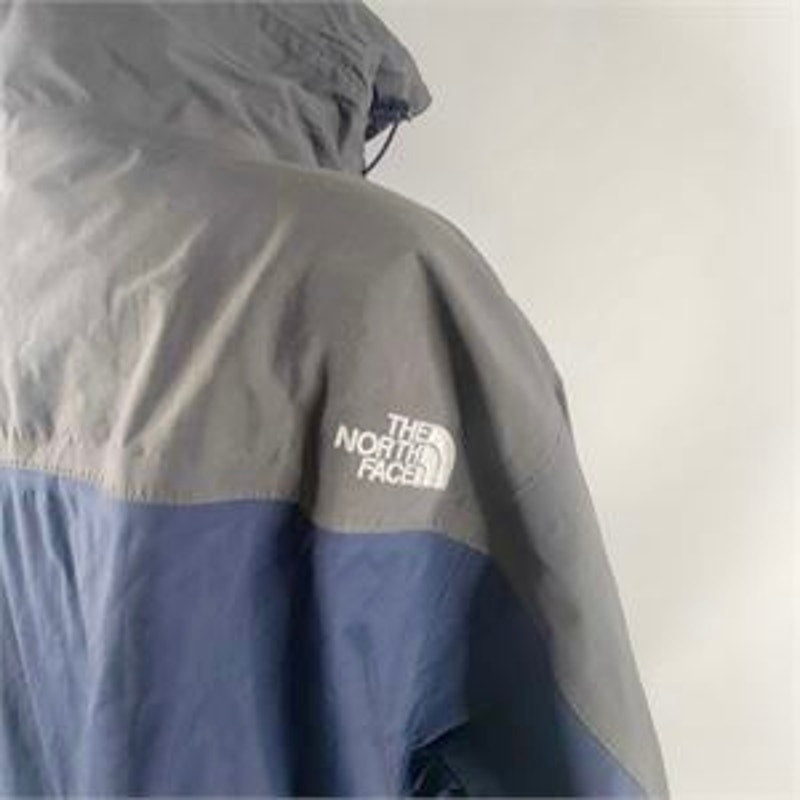 The North Face HyVent Hooded Jacket Blue Gray Waterproof Shell Mens L