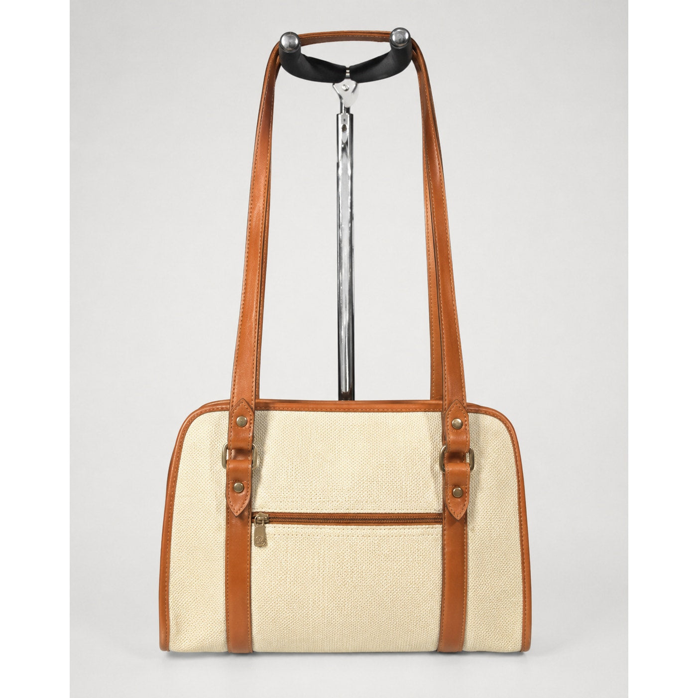 Vintage Dooney & Bourke Cream Tan Canvas Leather Shoulder Bag Made in USA