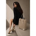 Celine Vintage Canvas Top Handle Tote Bag Brown Tan Logo Print