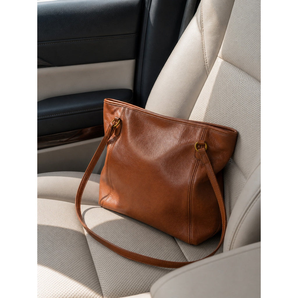 Coach XL Cognac Leather Tote Shoulder Bag Vintage Shopper