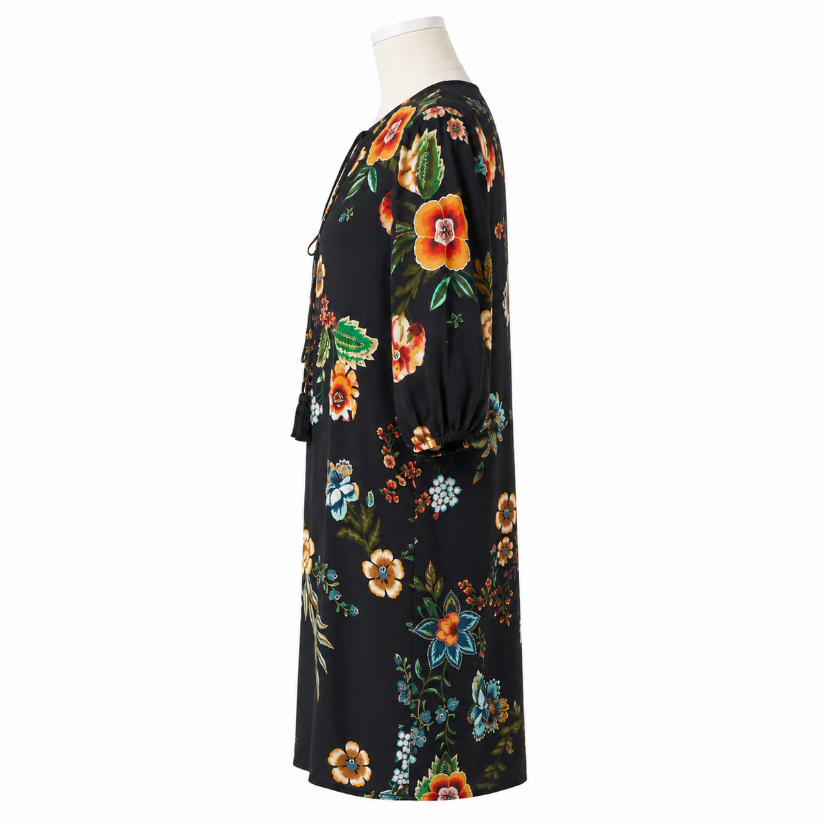 Johnny Was Zora black multicolor floral mini dress side view