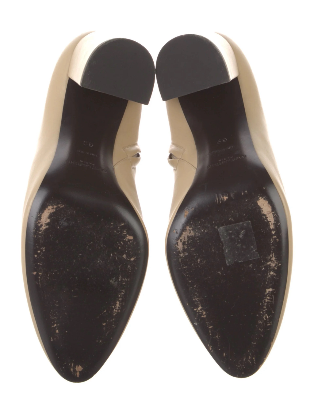 Saint Laurent beige leather ankle boots sole view